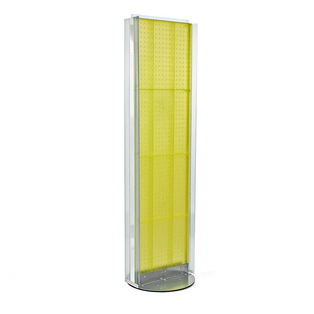 Image of Azar Displays Two-Sided Pegboard Floor Stand, 60" x 16", Yellow (700256-YEL)