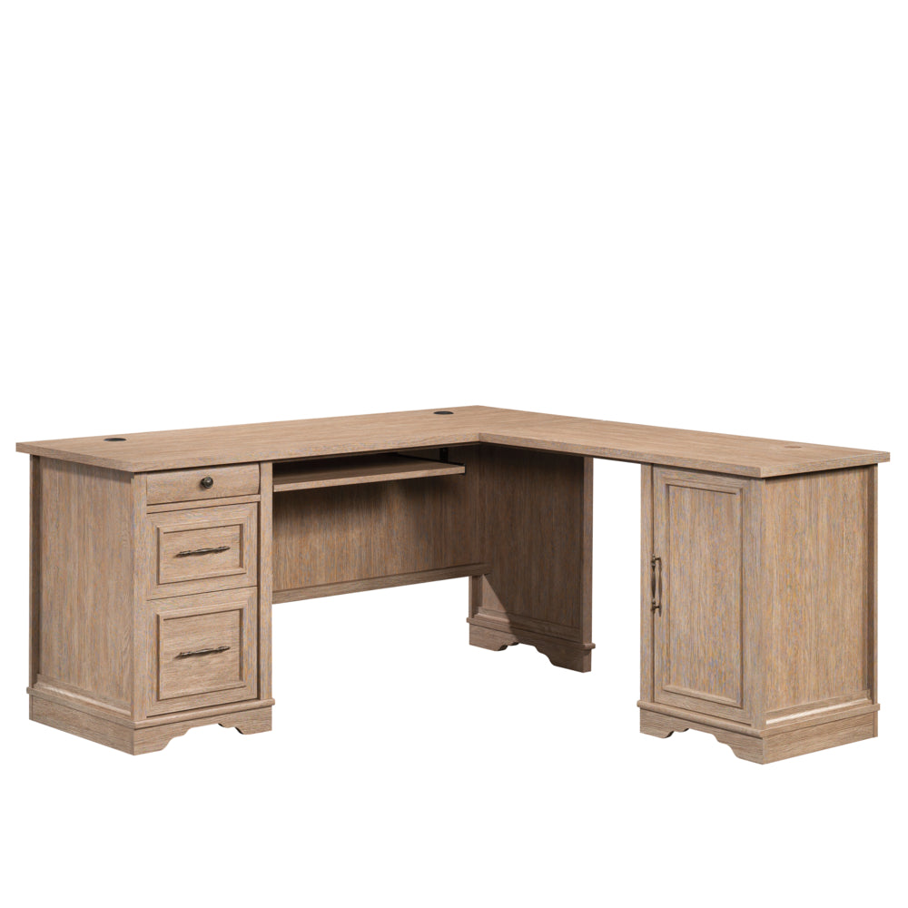 Image of Sauder Rollingwood L-Desk - Brushed Oak (2 Boxes), Brown