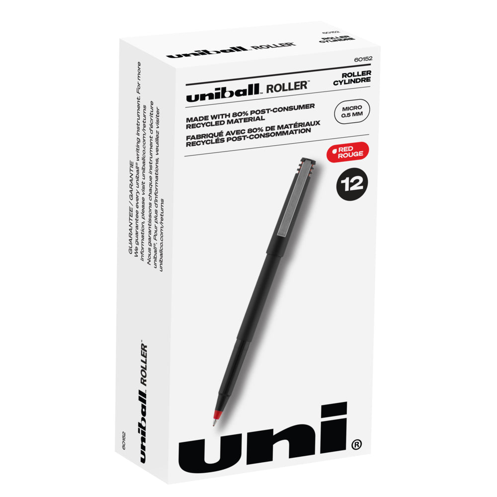 Image of uni-ball Roller Rollerball Pens - Micro Point (0.5mm) - Red, 12 Pack
