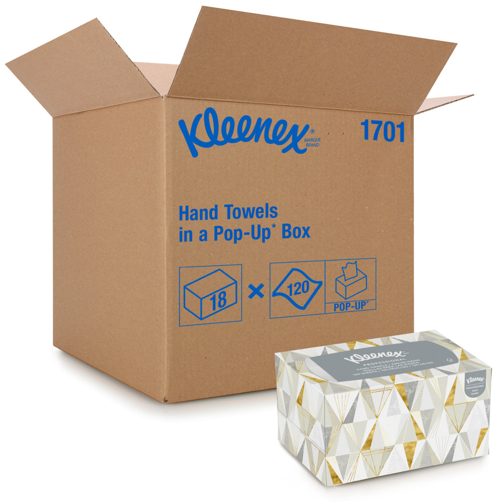 Image of Kleenex Hand Towels - Pop-Up Box - with Premium Absorbency Pockets - White - 18 Pack