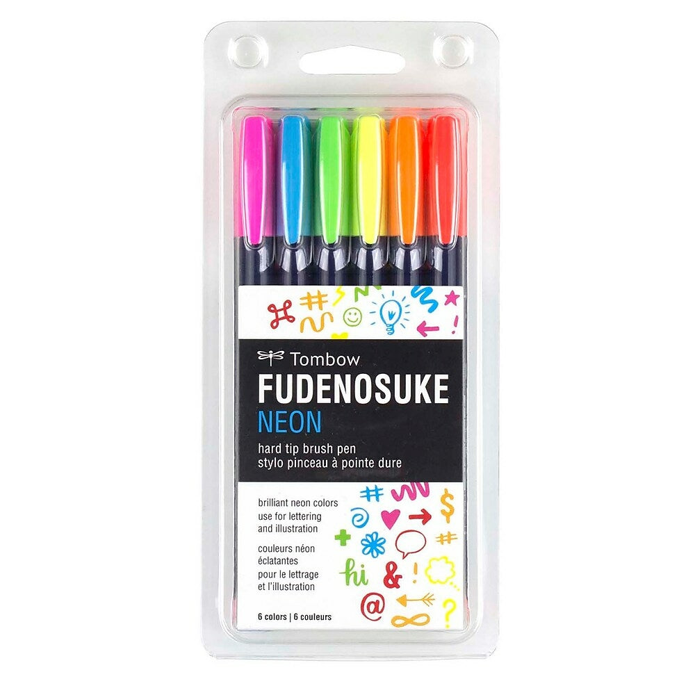 Image of Tombow Fudenosuke Pens - Neon - 6 Pack
