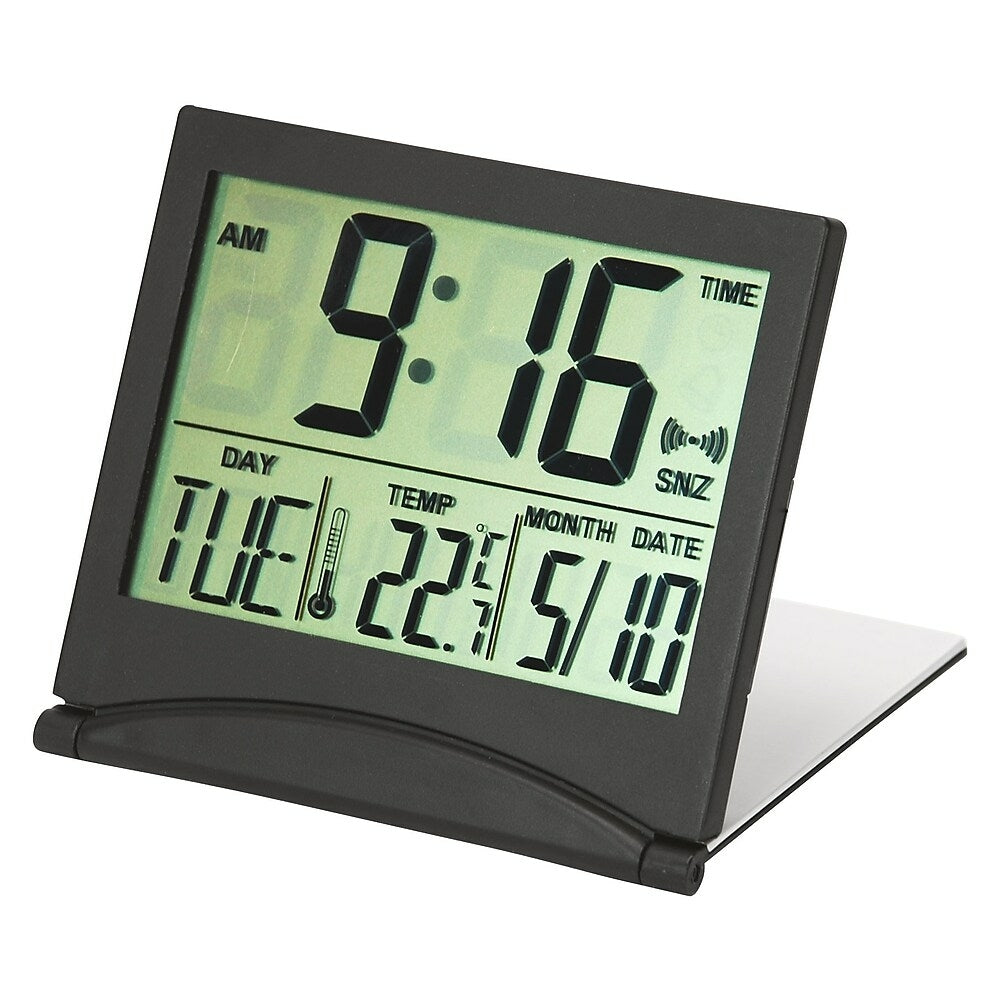 Image of kieragrace HO87566-2 Flip Travel Alarm Clock, Black