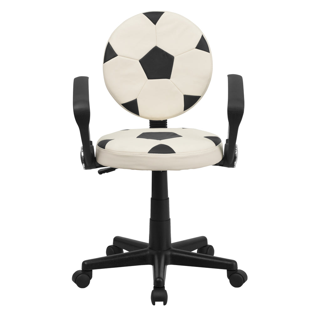 Image of Flash Furniture Soccer Swivel Task Chair with Arms, White