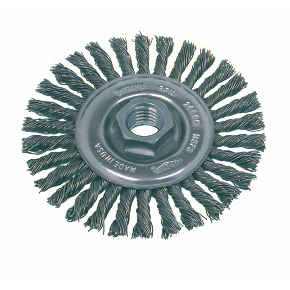 Image of Osborn High Speed Small Grinder Stringer Bead Knot Wire Wheel Brush, 4" Dia., 0.02" Fill, 5/8"-11 Arbor, Steel - 3 Pack