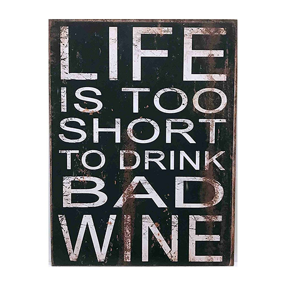 Image of Sign-A-Tology Life & Wine Vintage Wooden Sign - 16" x 12"