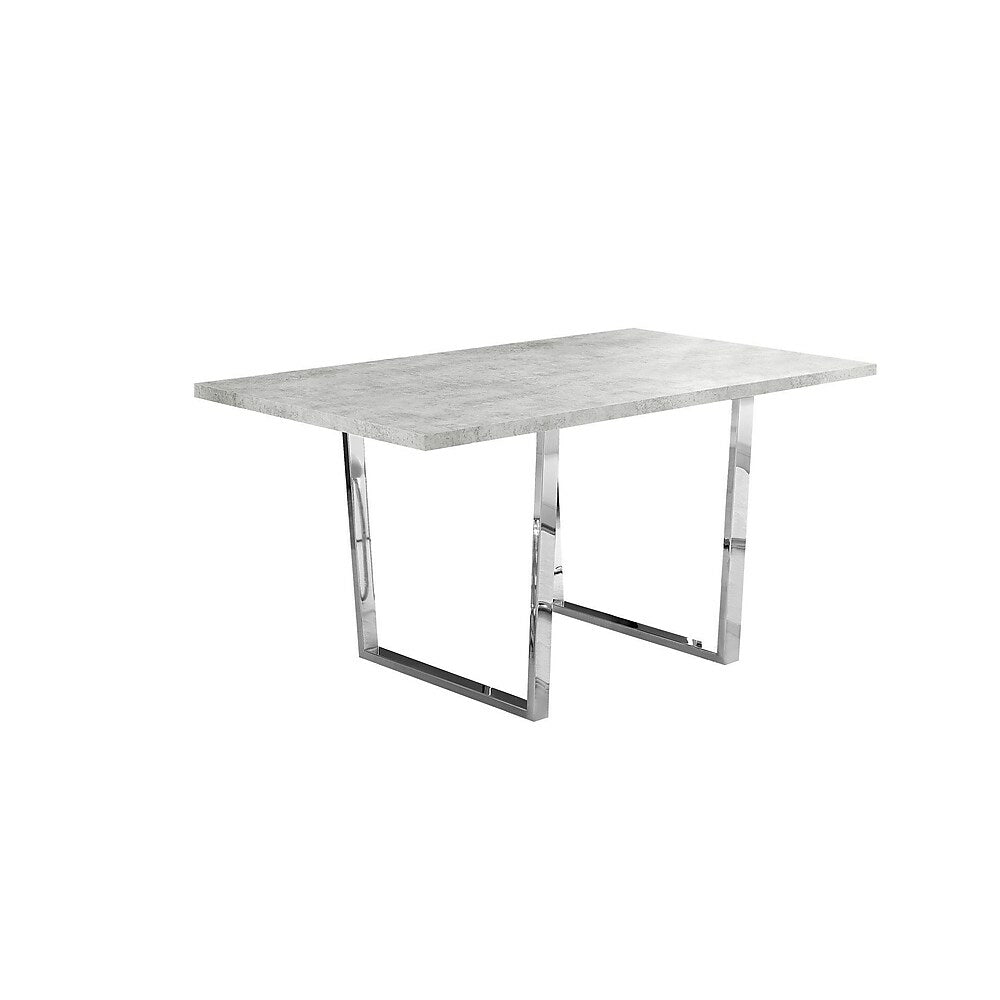 Image of Monarch Specialties - 1119 Dining Table - 60" Rectangular - Kitchen - Dining Room - Metal - Laminate - Grey - Chrome