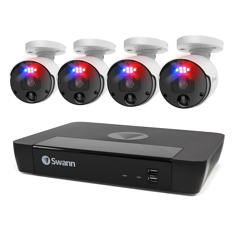 Image of Swann Enforcer 12MP HD 8-Channel Flashing Light Bullet Cameras Security System