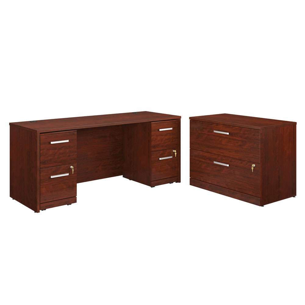 Image of Sauder Affirm 4-File Double Ped Desk - Classic Cherry (430202)