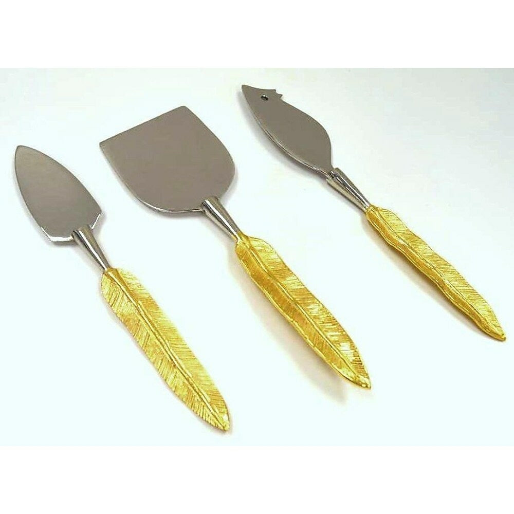 Image of Elegance Gold Feather Cheese Spreaders, 3 Pack