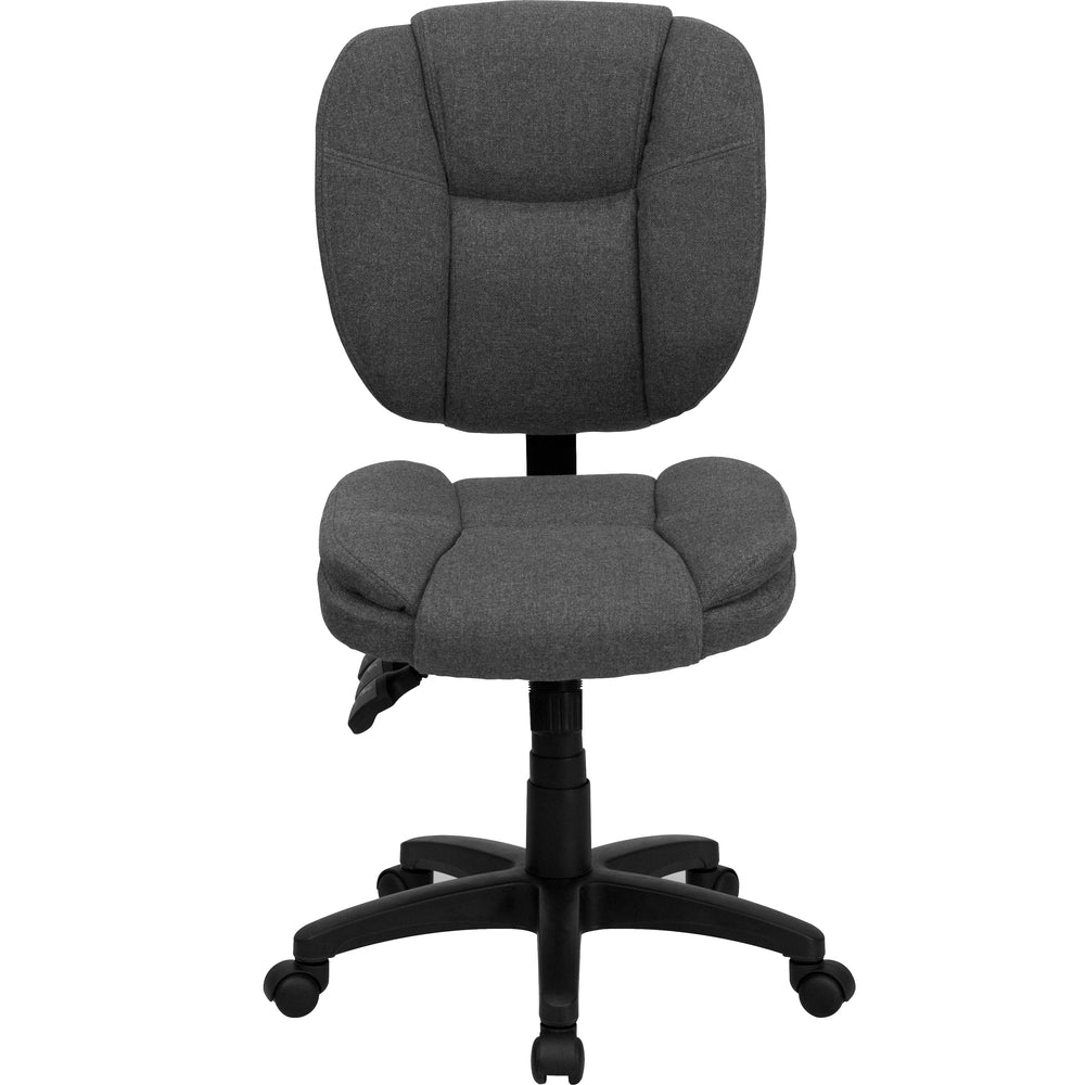 Image of Flash Furniture Mid-Back Fabric Multifunction Ergonomic Swivel Task Chair with Pillow Top Cushioning - Grey