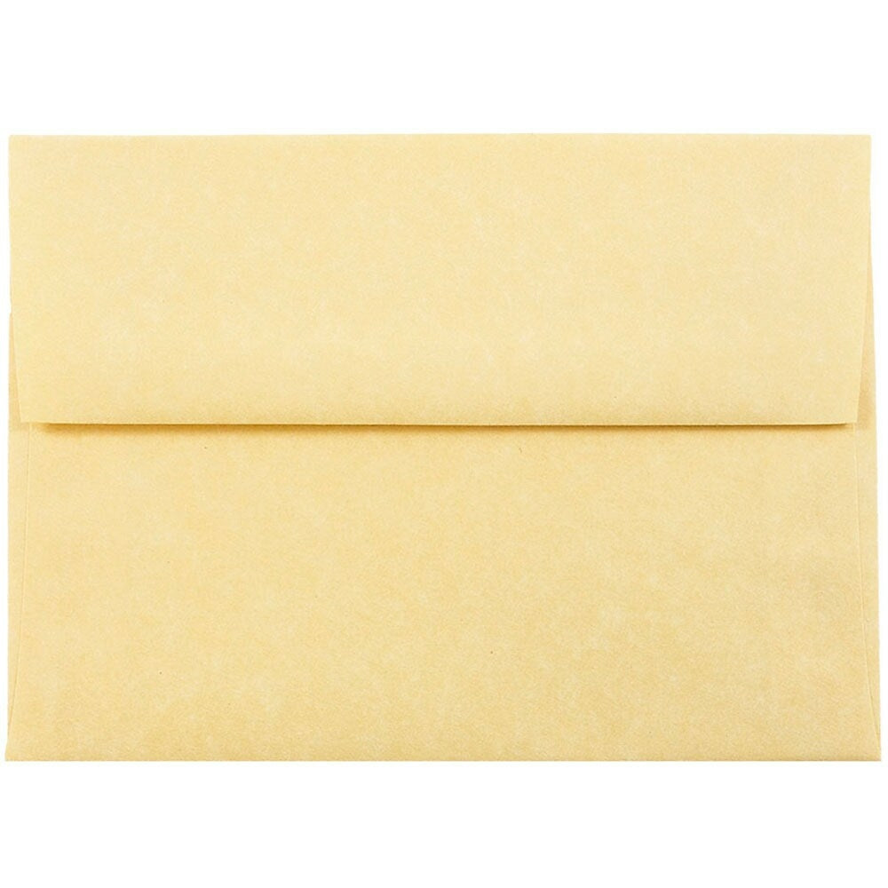 Image of JAM Paper A6 Invitation Envelopes, 4.75 x 6.5, Parchment Antique Gold Yellow Recycled, 100 Pack (56721g)
