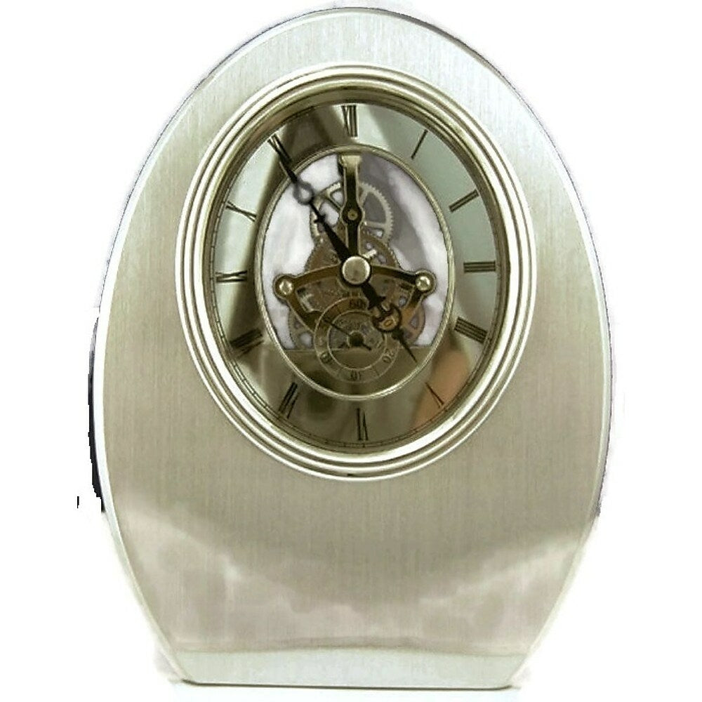 Image of Elegance Oval Shaped Skeleton Mantle Clock, Grey