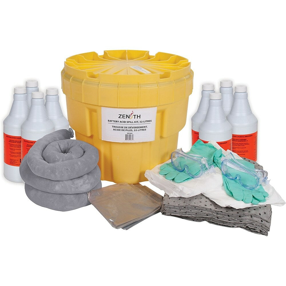 Image of Zenith Safety 20-Gallon Battery Acid Spill Kits, With Polyethylene Container