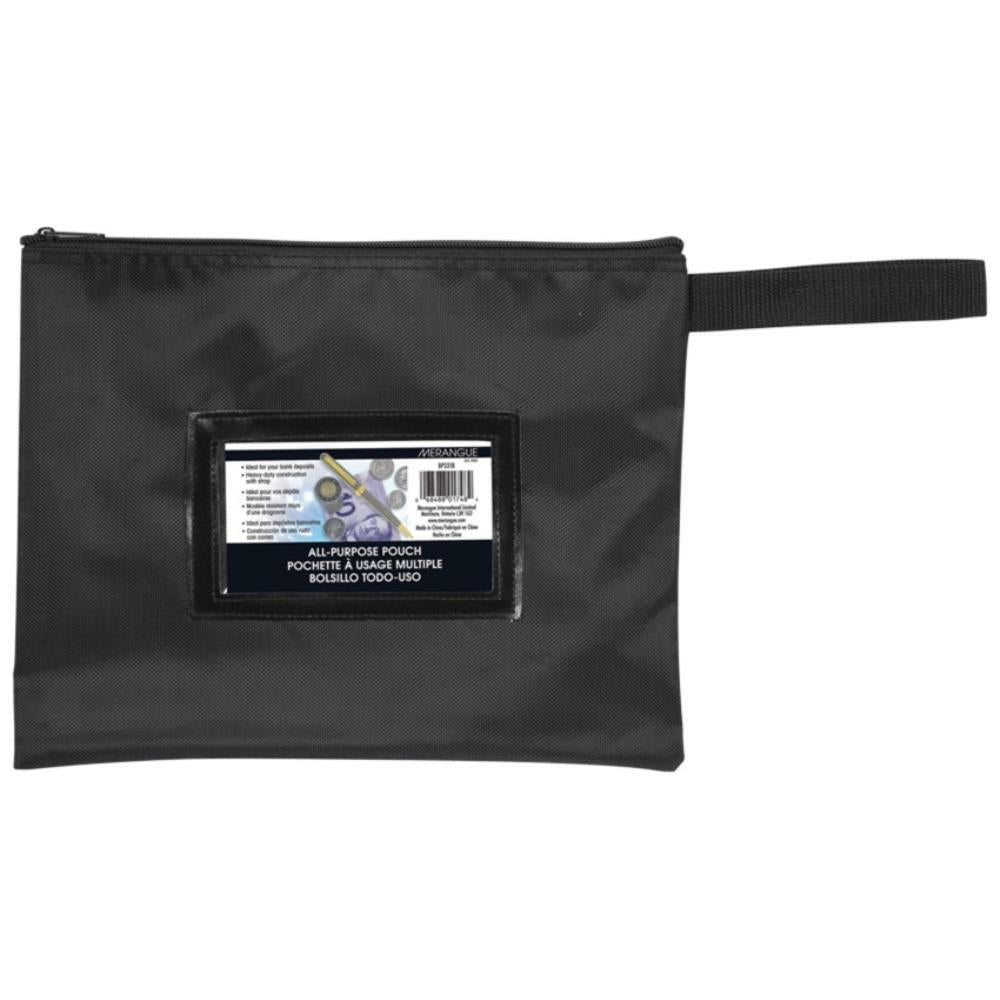 Image of Merangue Nylon Deposit Security Bag with Zipper - Black