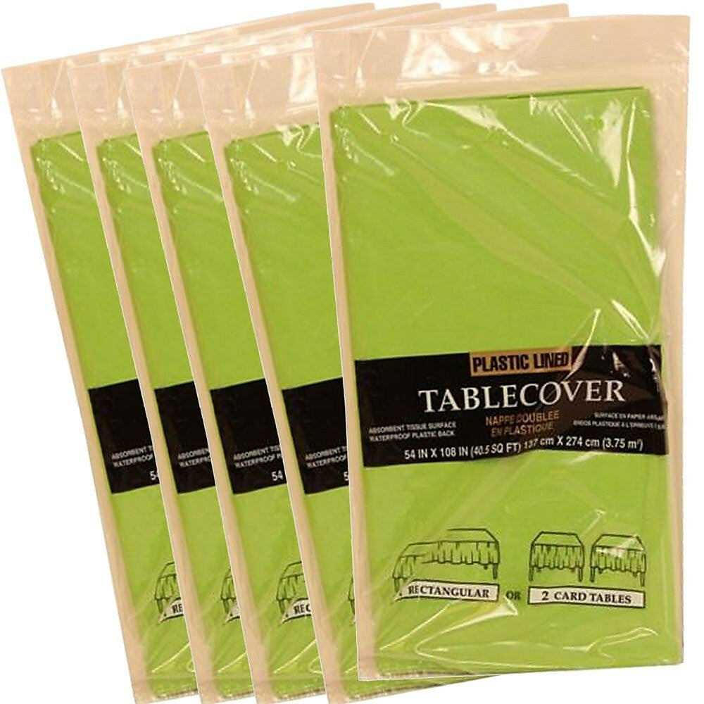 Image of JAM Paper Paper Table Covers, Lime Green Table Cloths, 5 Pack