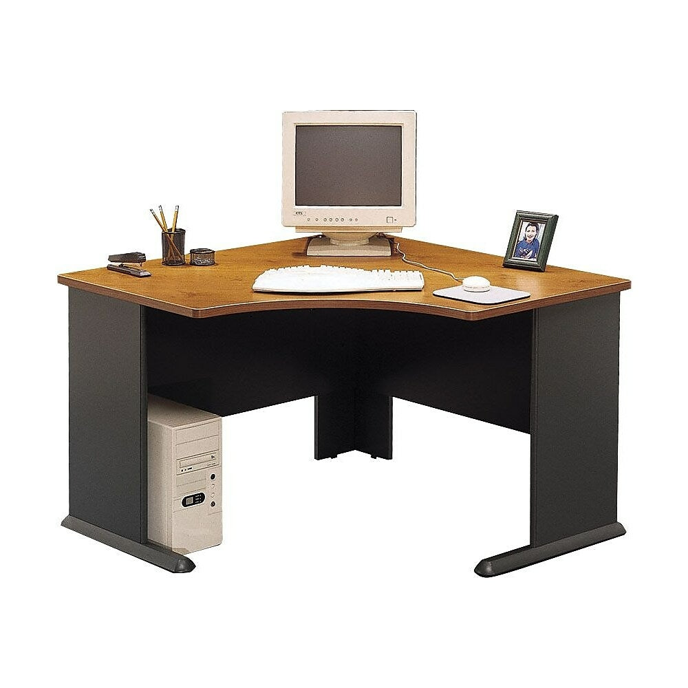 Image of Bush Business Furniture Cubix 48"W Corner Desk, Harvest Cherry/Slate (WC57466), Brown