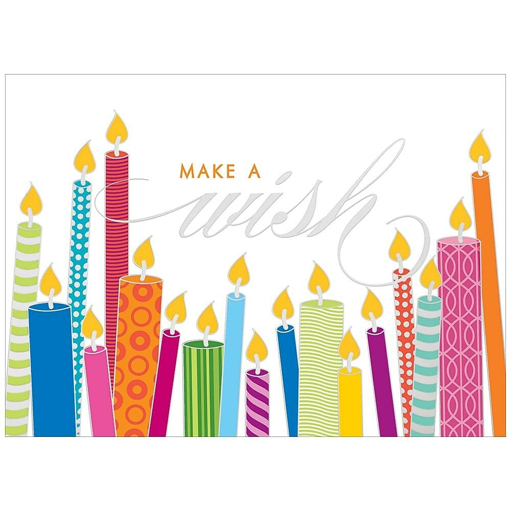 Image of JAM Paper Blank Birthday Cards Set, Make a Wish, 25/Pack (526M0620WB)