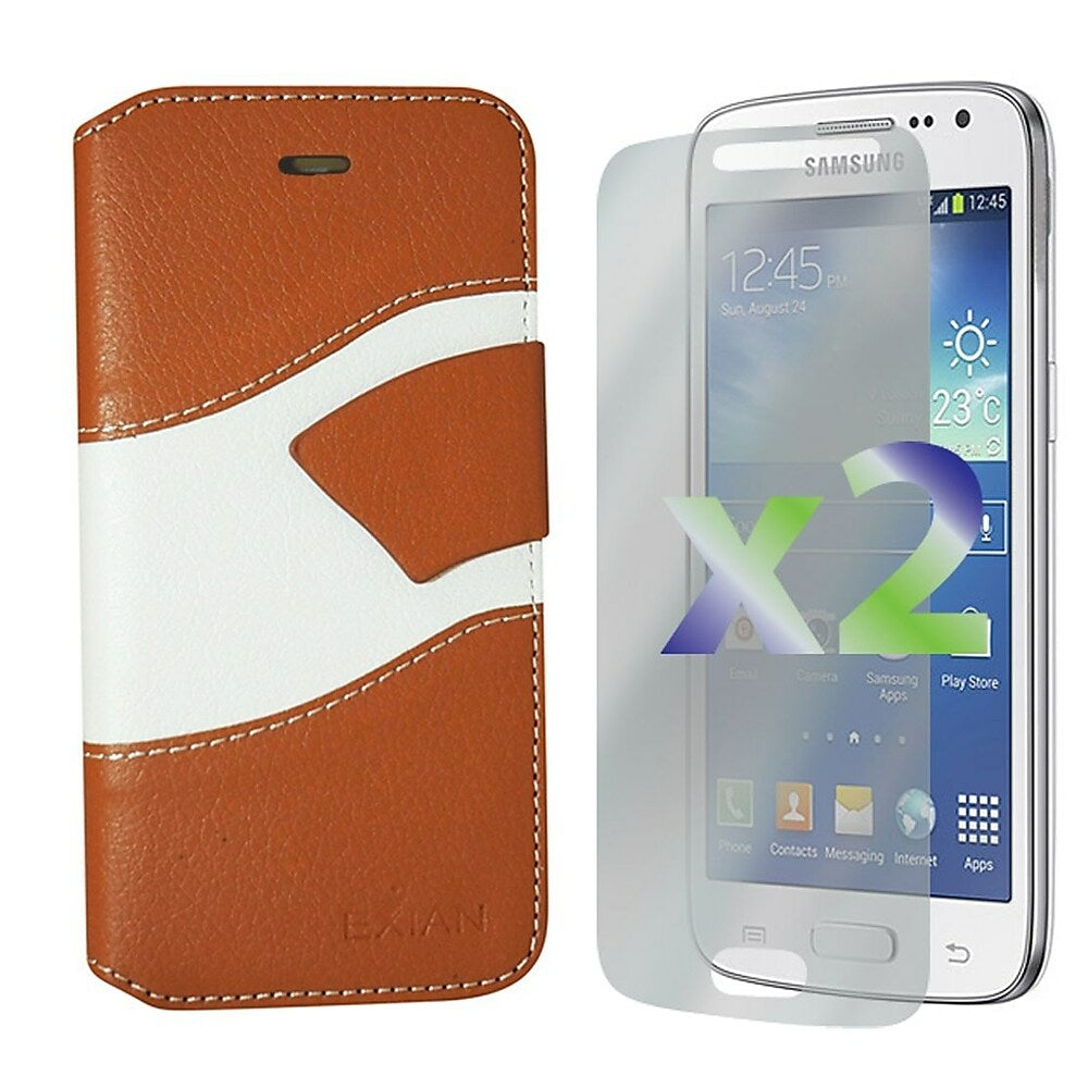 Image of Exian Wallet Wave Pattern Case for Core LTE - Beige/White, Brown