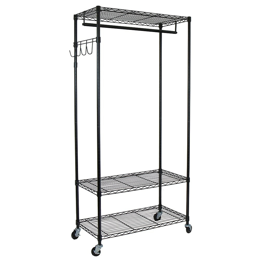 Image of Oceanstar GRS1514 Garment Rack with Adjustable Shelves with Hooks, Black