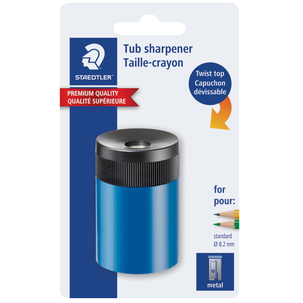 Image of Staedtler Metal Sharpener with Cylindrical Receptacle - 1 Hole - 1 Pack