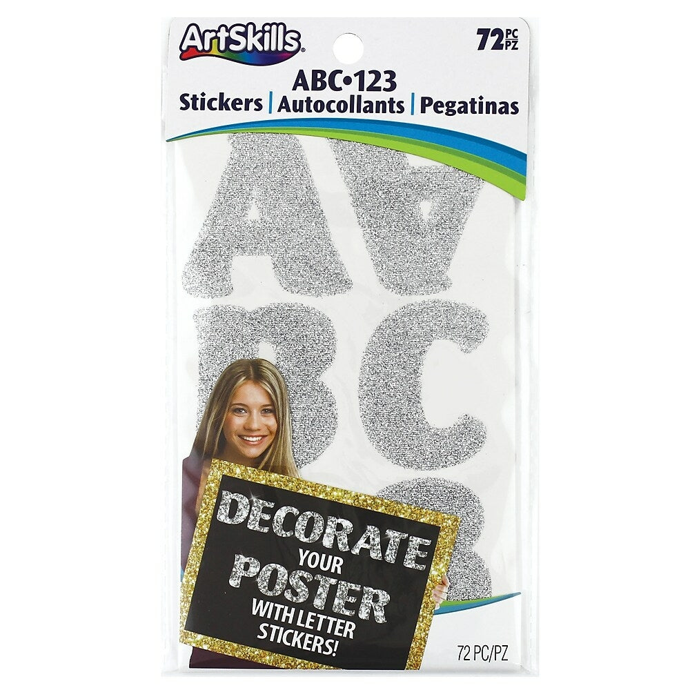 Image of Artskills Silver Glitter Stickers, 72 Pack