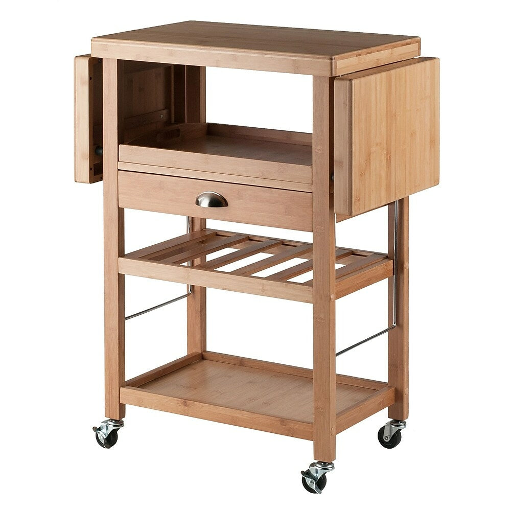 Image of Winsome Barton Kitchen Cart with Built-In Wine Rack, Bamboo (80434)