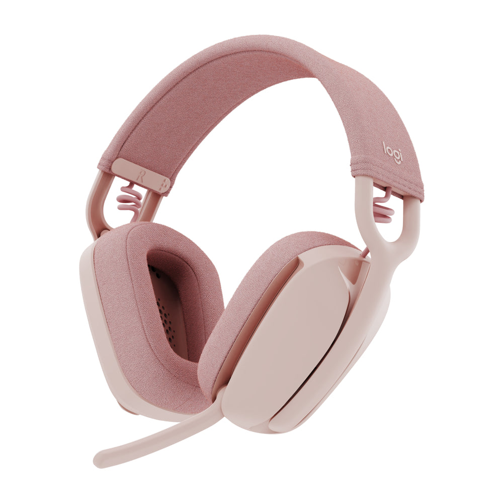 Image of Logitech Zone Vibe 100 Lightweight Wireless Over Ear Headphones with Noise Canceling Microphone - Rose