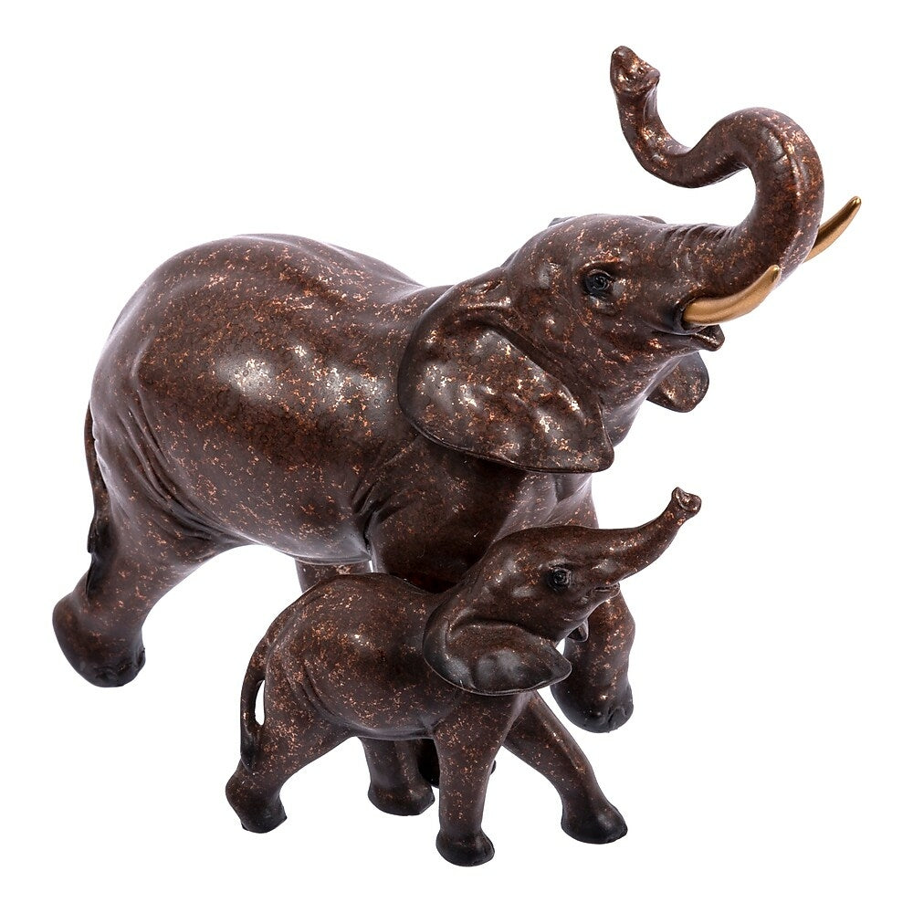 Image of Truu Design Polyresin Elephant Figurine, 7 x 3.5 x 6.75 inches, Bronze, Brown
