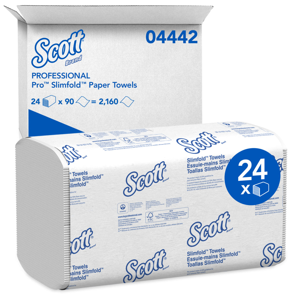 Image of Scott Pro Slimfold Paper Towels - with Fast-Drying Absorbency Pockets - for compatible Kimberly-Clark Professional Dispensers - White - 24 Pack