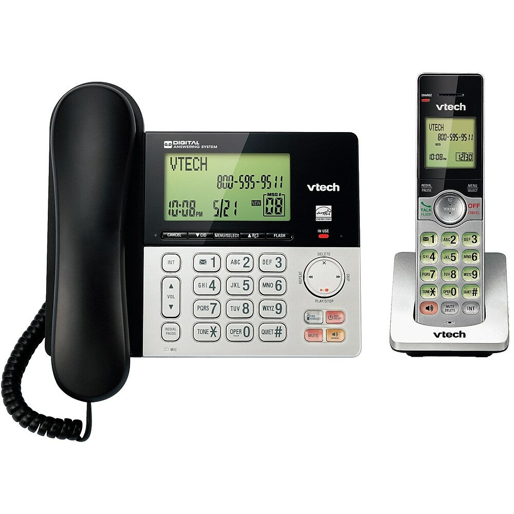 Image of Vtech CS6949 Corded and Cordless Answering System With Caller ID and Call Waiting, Grey