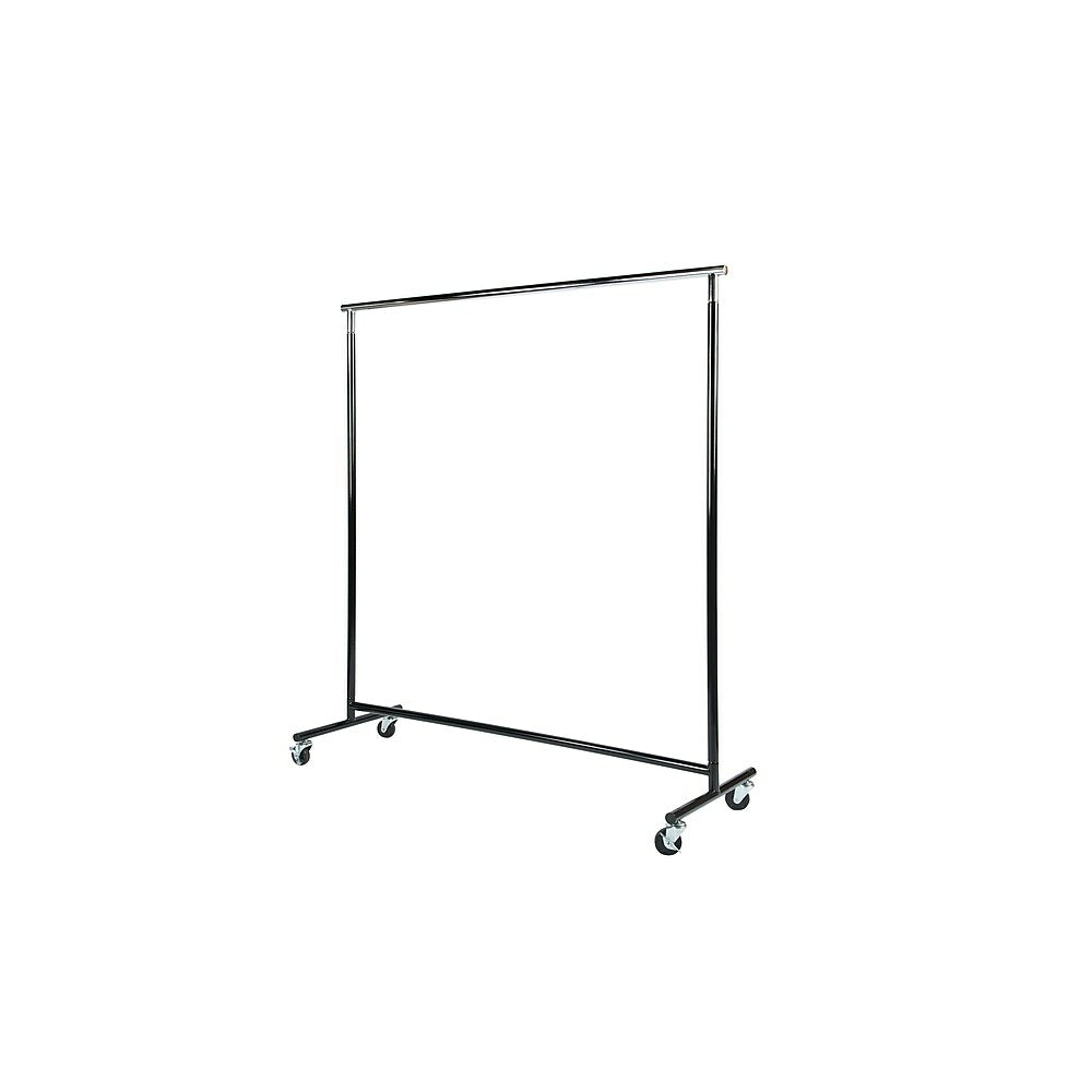 Image of Can-Bramar 60" x 50" Heavy-Duty Single Rail Rolling Rack, Black Base with Chrome Top