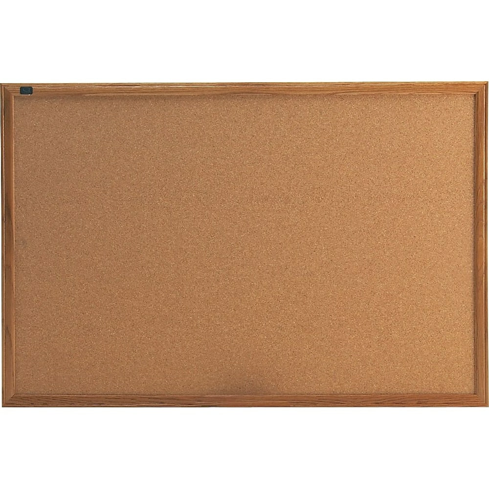 Image of Quartet Cork Bulletin Board, Oak Frame, 48" x 36"