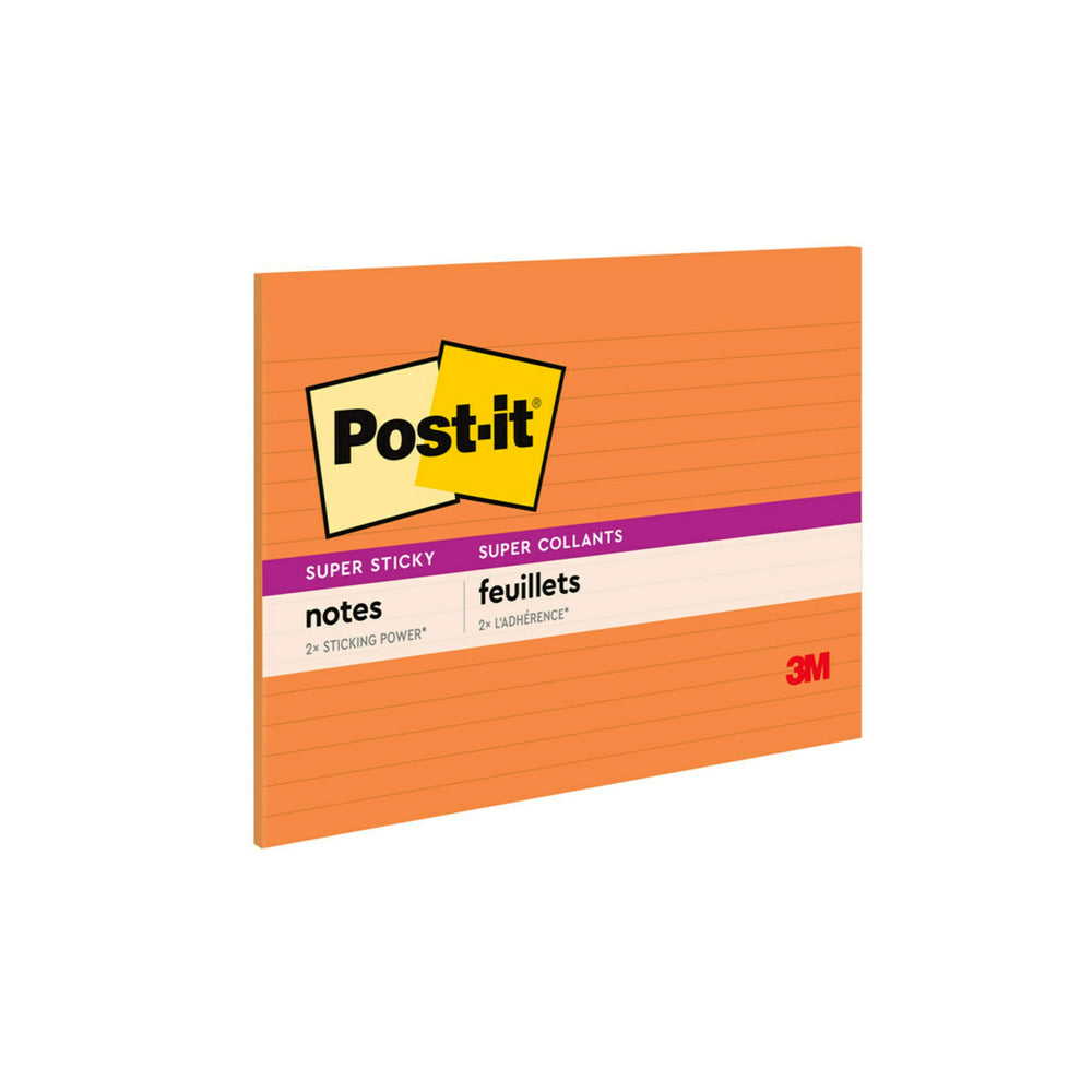 Image of Post-it Super Sticky Notes - 8" x 6" - Energy Boost Collection - Lined - 45 sheets, Multicolour