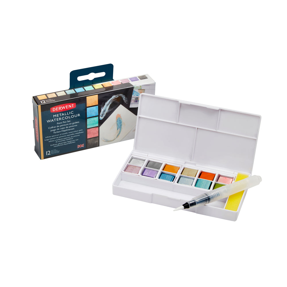 Image of Derwent Metallic Watercolour Paint Pan Set - 12 Pack