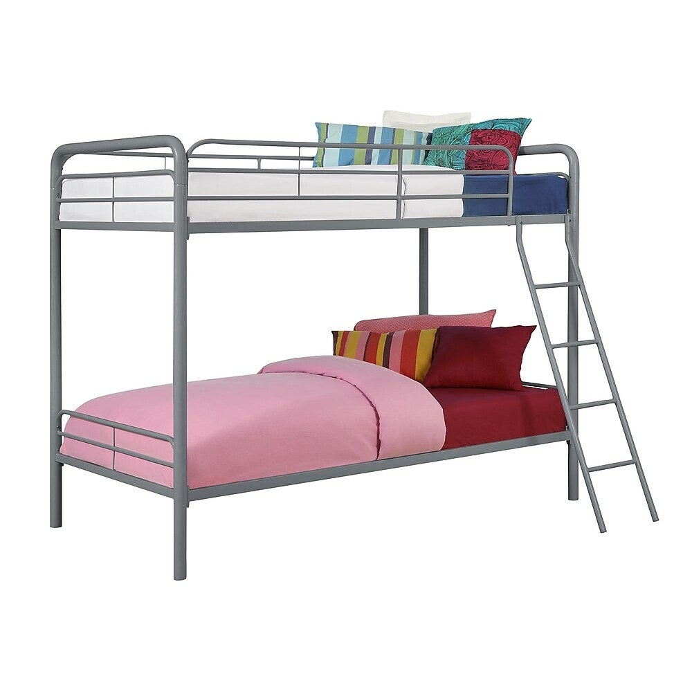 Image of DHP Twin Over Twin Bunk Bed - Silver - Straight Bars