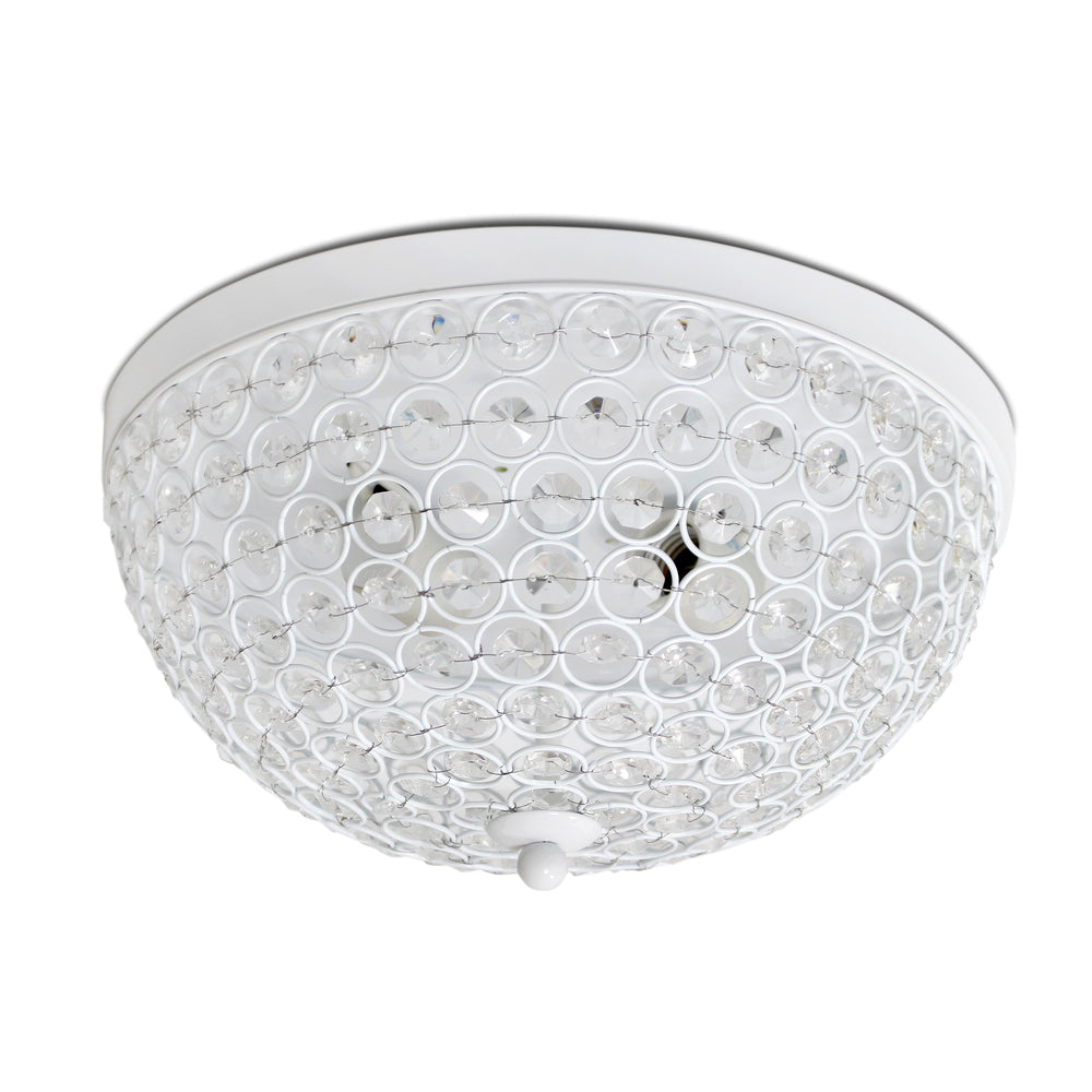 Image of Elegant Designs 60 Watt Type A19 Medium Base Bulb 2 Light Crystal Flush Mount Ceiling Light