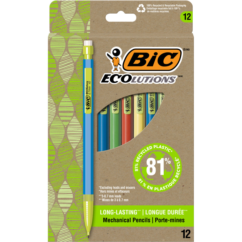 Image of BIC ECOlutions Mechanical Pencils - 0.7mm - Black - 12 Pack