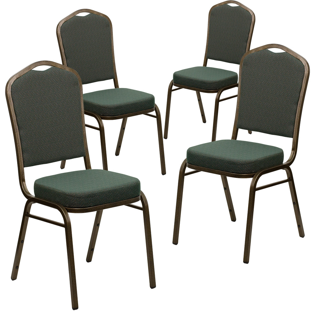 Image of Flash Furniture HERCULES Series Crown Back Stacking Banquet Chairs with Gold Vein Frame & Green - 4 Pack