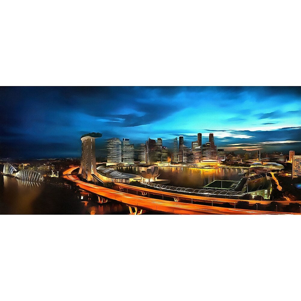 Image of Designart Singapore Cityscape Gallery-wrapped Canvas Art, (PT2043-32X16)