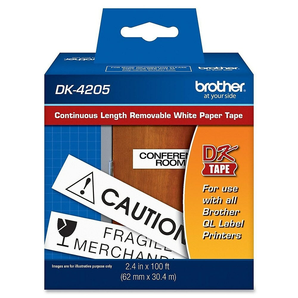 Image of Brother Dk4205 2.4" Removable Continuous Paper Label Tape, Black On White
