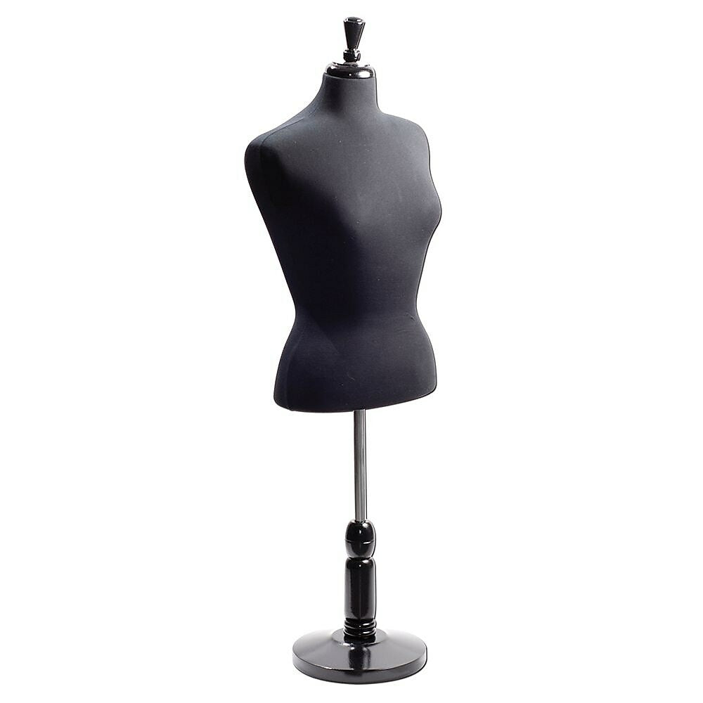 Image of Eddie's Hang-Up Display Ltd. Female Blouse Form, Neck Block, Short Base, Black Jersey, Adjustable (154026)