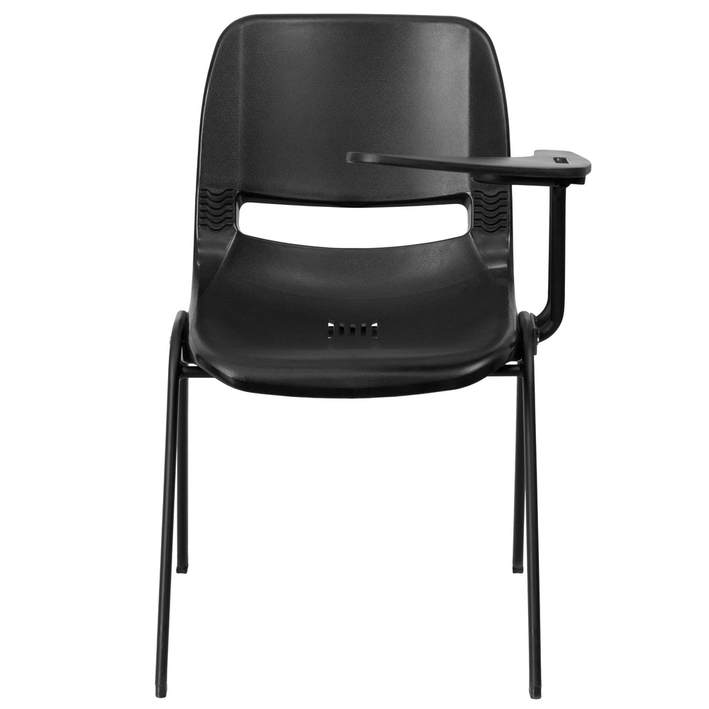 Image of Flash Furniture Ergonomic Shell Chair with Left Handed Flip-Up Tablet Arm, Black