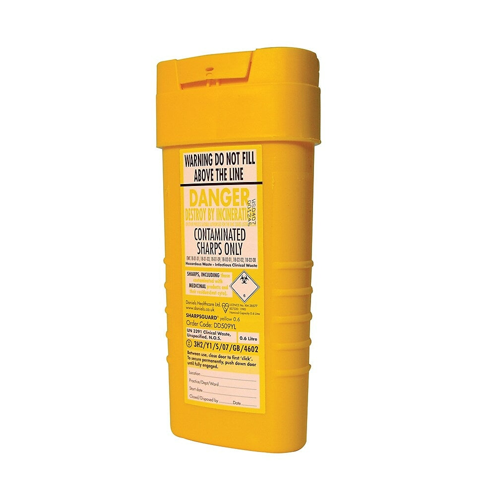 Image of Daniels Astroplast Sharps Container, Yellow, 0.6L, 3 Pack