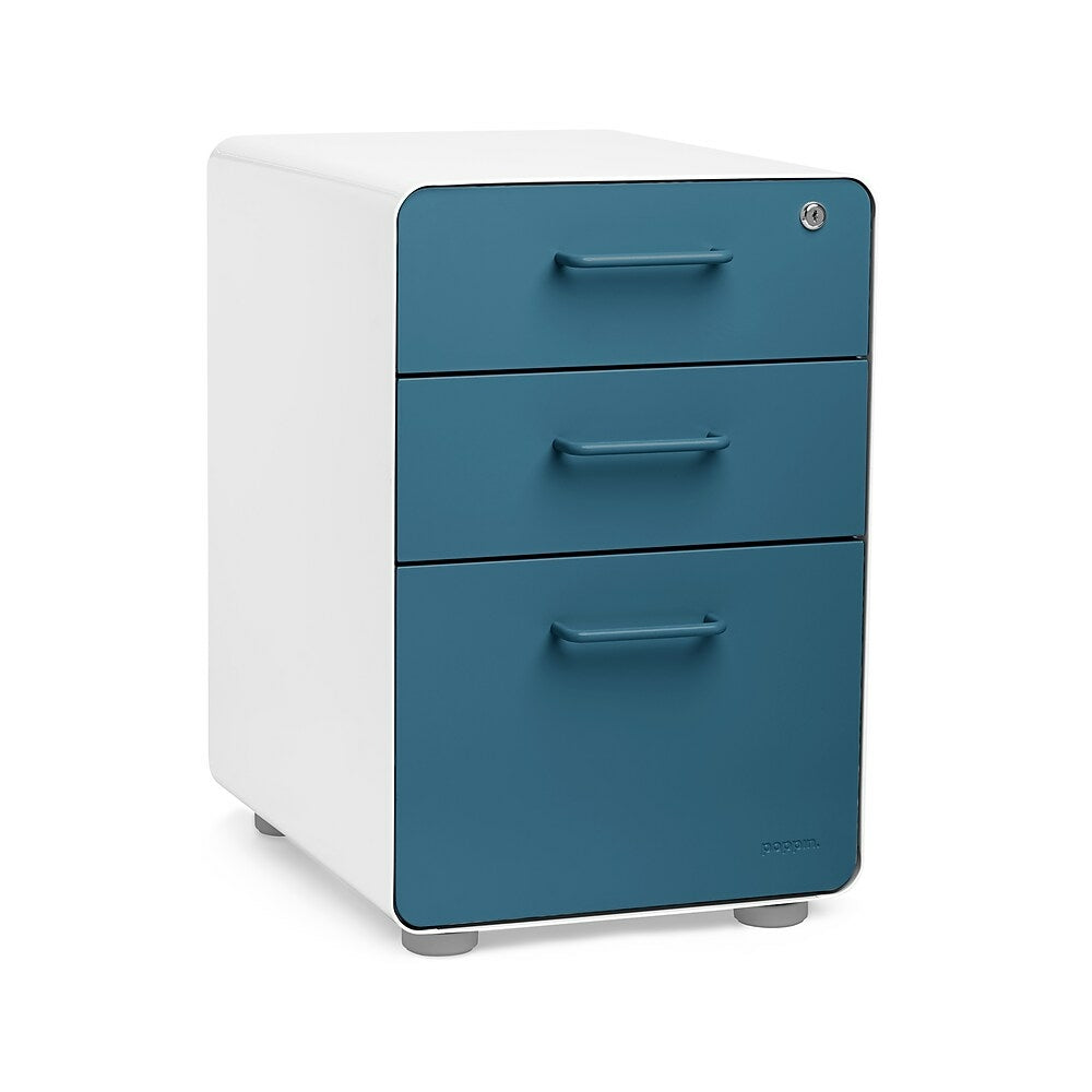 Poppin Stow 3 Drawer File Cabinet White Slate Staplesca