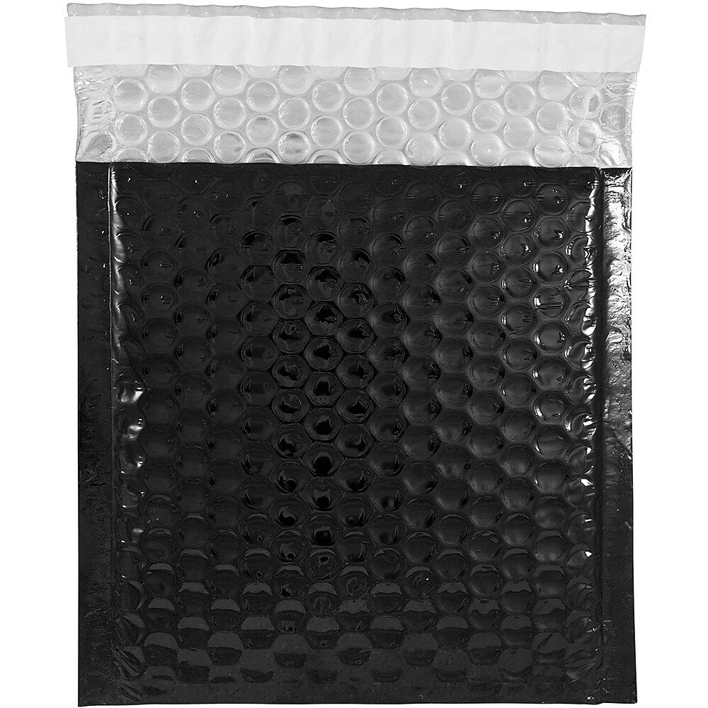 Image of JAM Paper CD Size Bubble Mailers with Peel and Seal Closure, 6 x 6.5, Black Metallic, 12 Pack (2744430)