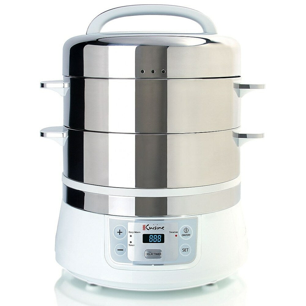 Image of Euro Cuisine 2-Tier, 17-Quart Stainless Steel Electric Food Steamer (FS2500), Grey