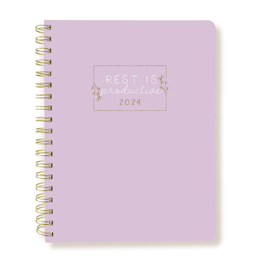 Image of Graphique de France 2024 Lavender Rest Weekly Academic Spiral Vegan Leather Planner - 8" x 10" - Assorted - English