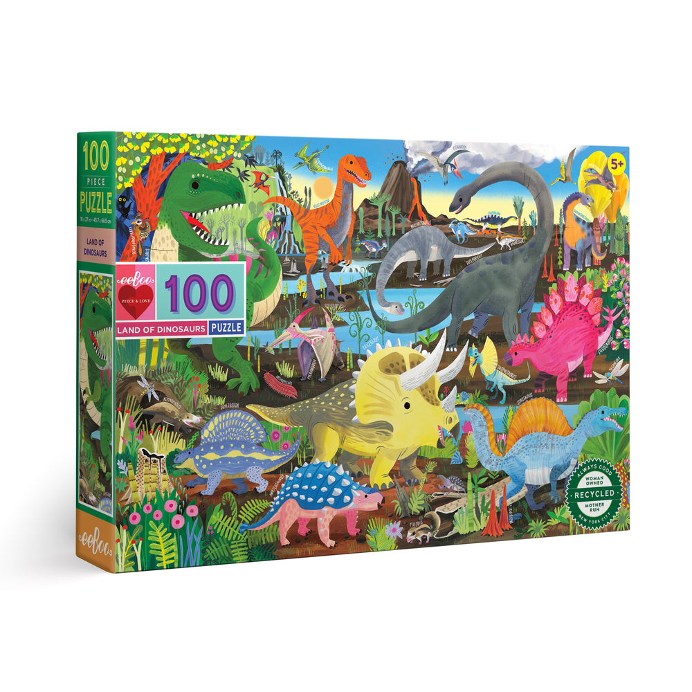 Image of eeBoo Land Of Dinosaurs Jigsaw Puzzle - 100 Pieces