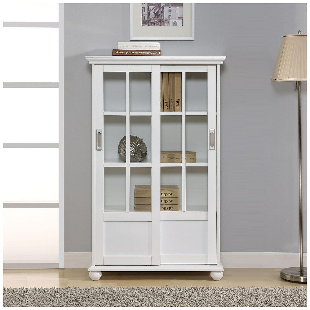 Image of Altra Aaron Lane Bookcase with Sliding Glass Doors, White (9448196PCOM)