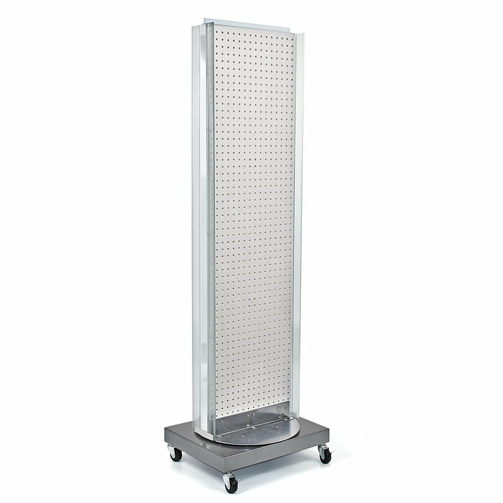 Image of Azar Displays Pegboard Floor Stand, Revolving Base, 60" x 16", White (700258-WHT)